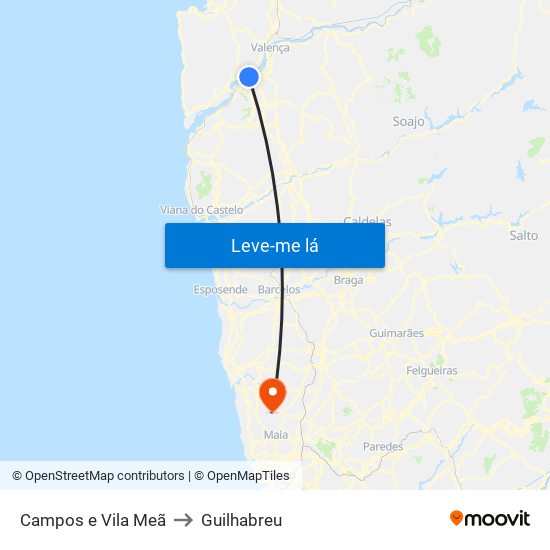 Campos e Vila Meã to Guilhabreu map