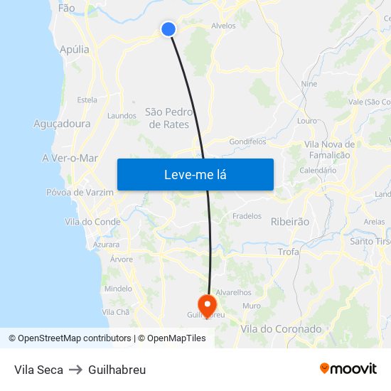 Vila Seca to Guilhabreu map