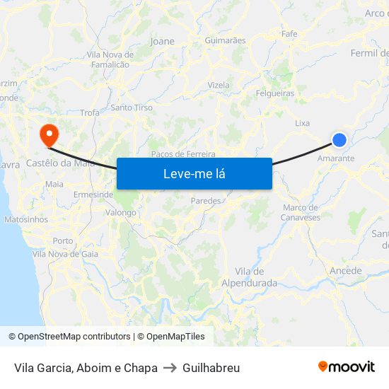 Vila Garcia, Aboim e Chapa to Guilhabreu map