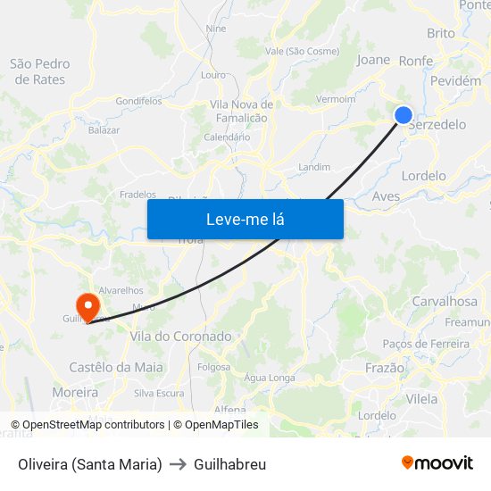 Oliveira (Santa Maria) to Guilhabreu map