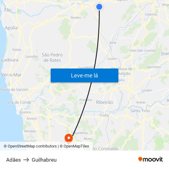 Adães to Guilhabreu map
