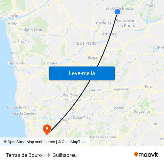 Terras de Bouro to Guilhabreu map