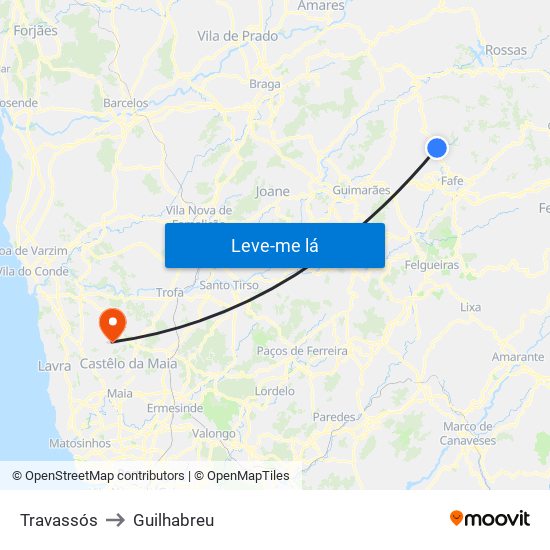 Travassós to Guilhabreu map