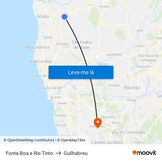 Fonte Boa e Rio Tinto to Guilhabreu map