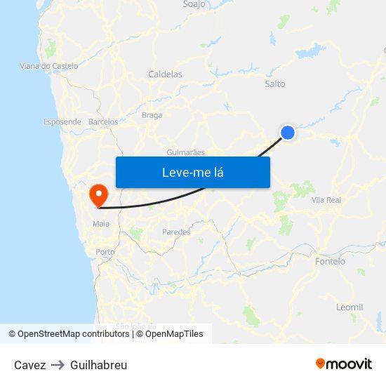 Cavez to Guilhabreu map