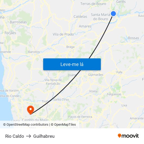 Rio Caldo to Guilhabreu map