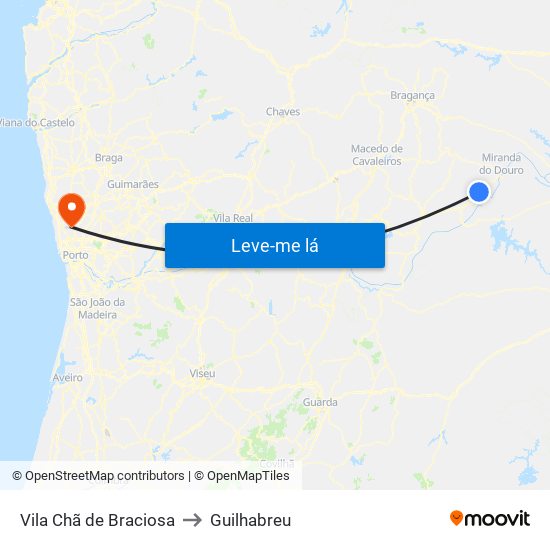 Vila Chã de Braciosa to Guilhabreu map