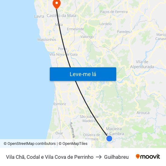 Vila Chã, Codal e Vila Cova de Perrinho to Guilhabreu map