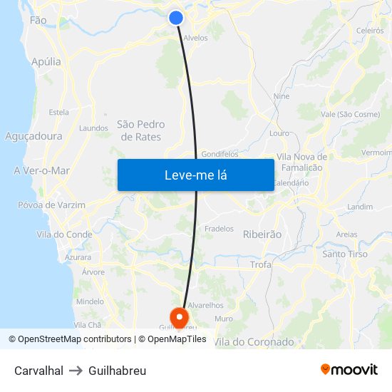 Carvalhal to Guilhabreu map