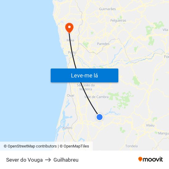 Sever do Vouga to Guilhabreu map