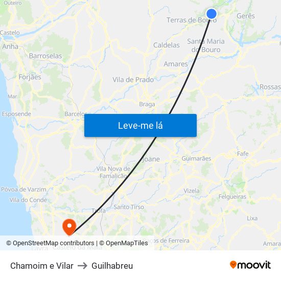 Chamoim e Vilar to Guilhabreu map