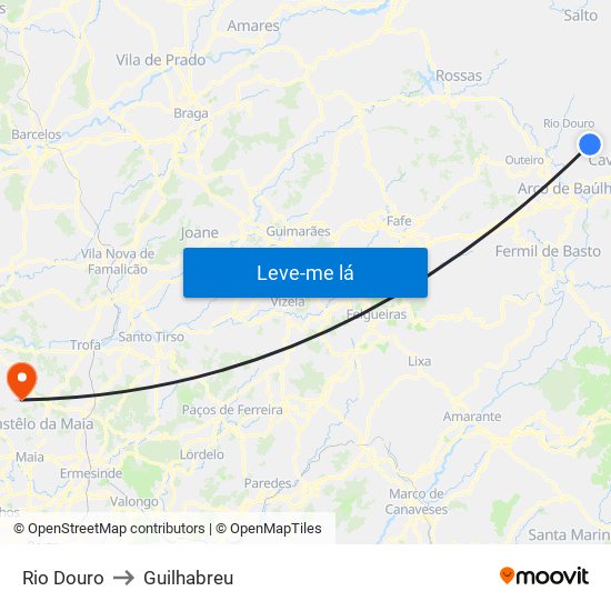 Rio Douro to Guilhabreu map