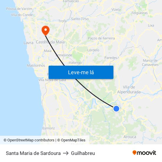 Santa Maria de Sardoura to Guilhabreu map