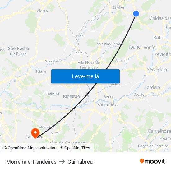 Morreira e Trandeiras to Guilhabreu map