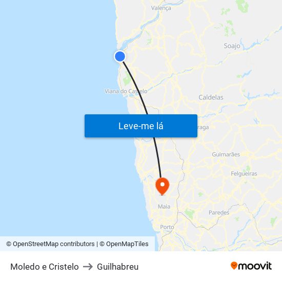 Moledo e Cristelo to Guilhabreu map