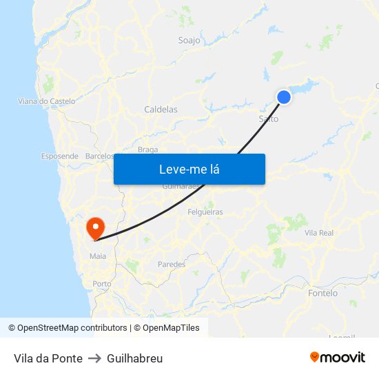 Vila da Ponte to Guilhabreu map