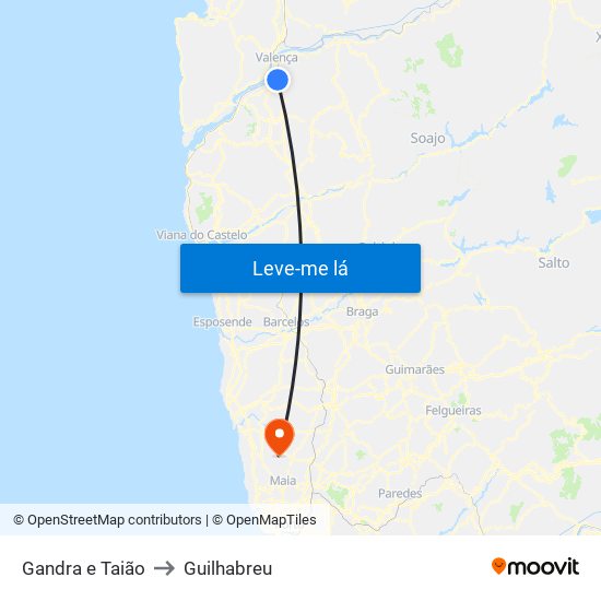 Gandra e Taião to Guilhabreu map
