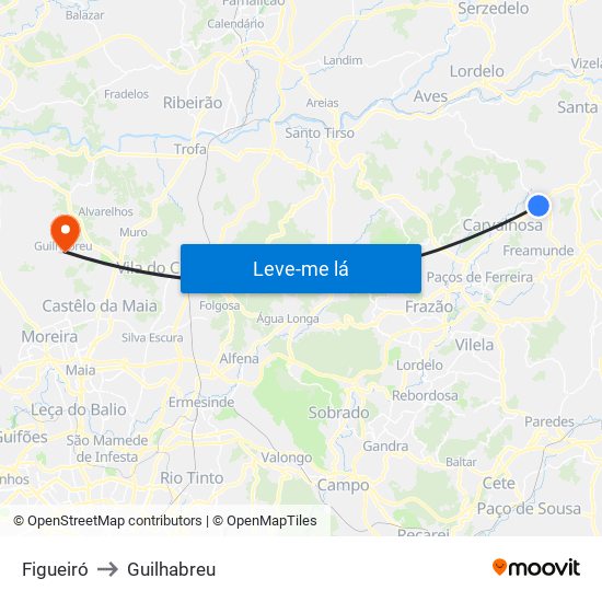 Figueiró to Guilhabreu map