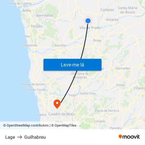 Lage to Guilhabreu map