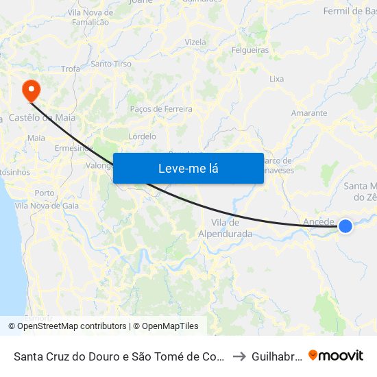 Santa Cruz do Douro e São Tomé de Covelas to Guilhabreu map