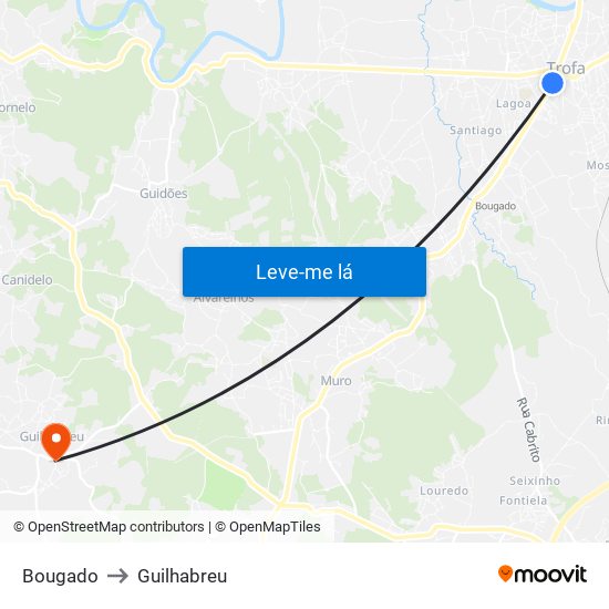 Bougado to Guilhabreu map