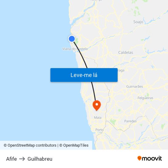 Afife to Guilhabreu map