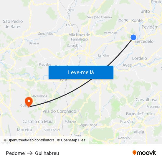 Pedome to Guilhabreu map