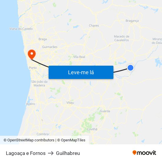 Lagoaça e Fornos to Guilhabreu map