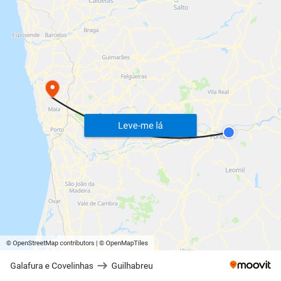 Galafura e Covelinhas to Guilhabreu map