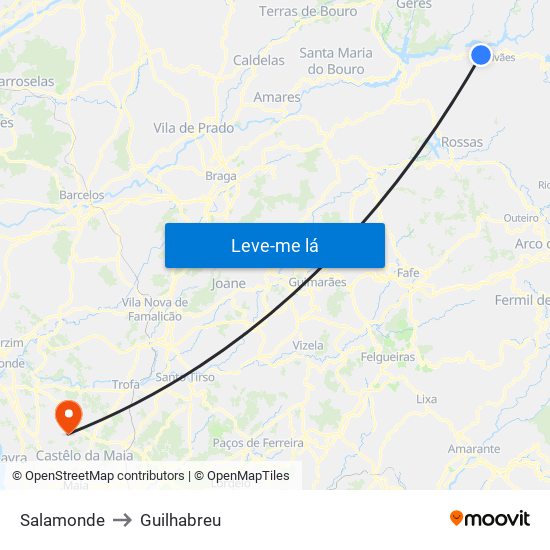 Salamonde to Guilhabreu map