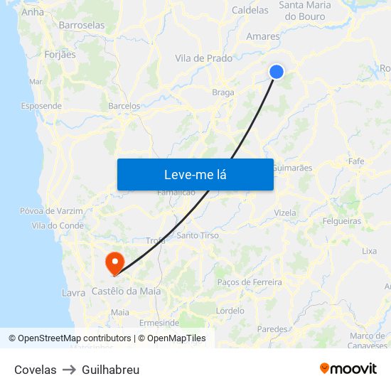 Covelas to Guilhabreu map