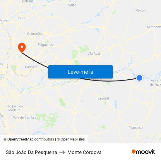 São João Da Pesqueira to Monte Córdova map