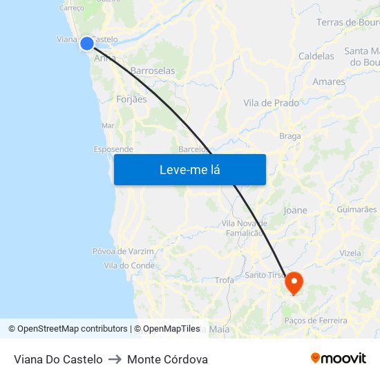 Viana Do Castelo to Monte Córdova map