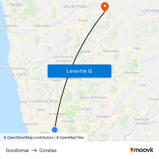 Gondomar to Covelas map