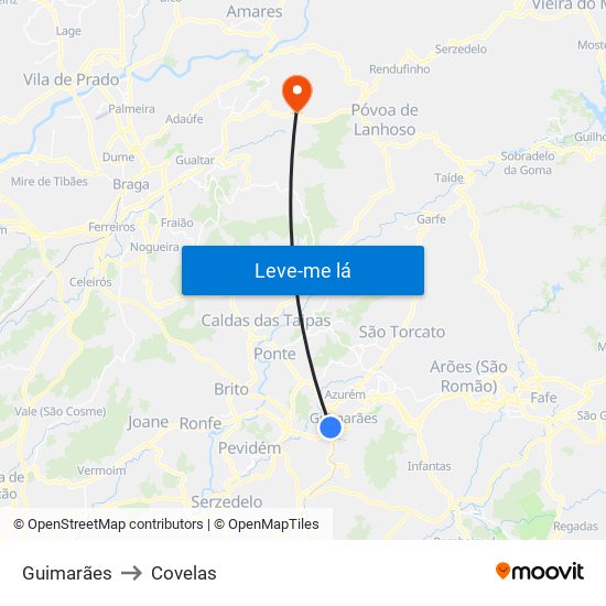Guimarães to Covelas map