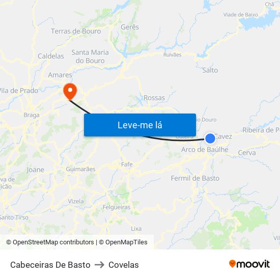 Cabeceiras De Basto to Covelas map