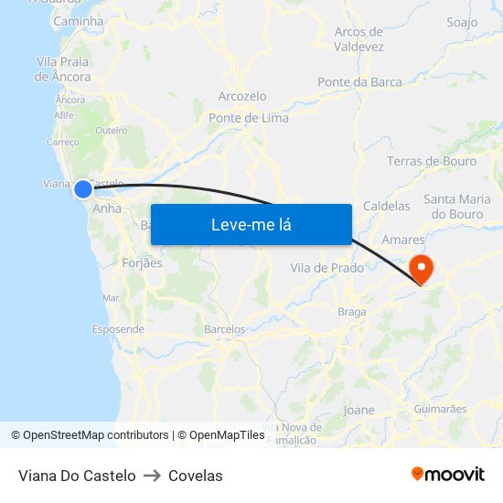 Viana Do Castelo to Covelas map