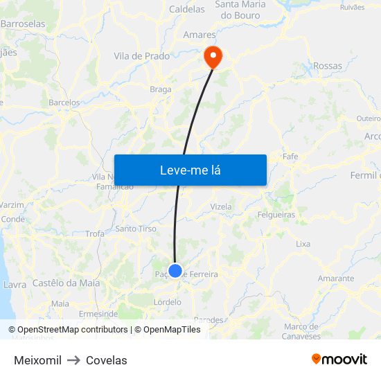 Meixomil to Covelas map