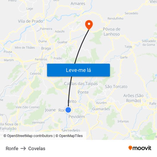 Ronfe to Covelas map