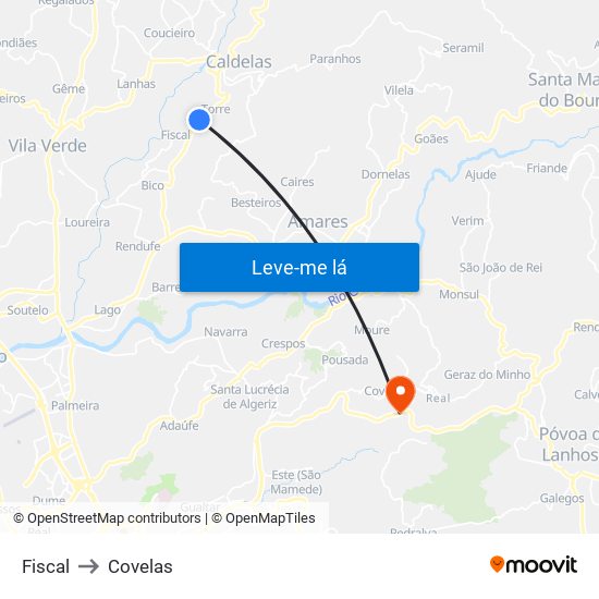 Fiscal to Covelas map