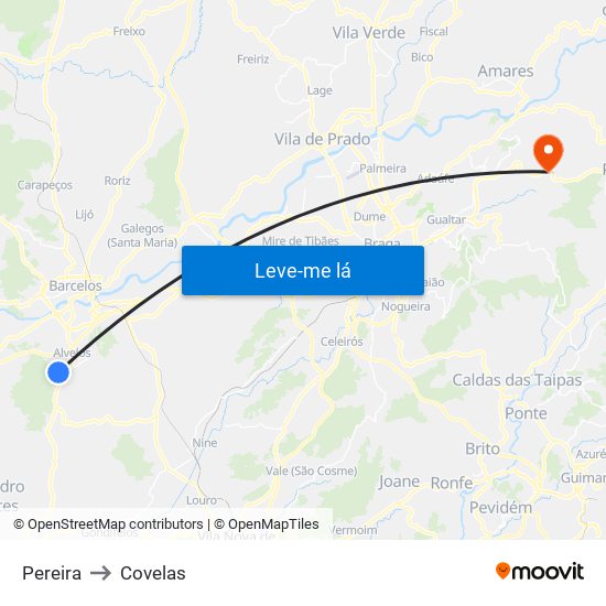 Pereira to Covelas map