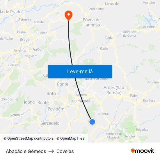 Abação e Gémeos to Covelas map