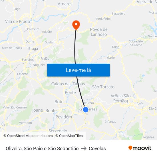 Oliveira, São Paio e São Sebastião to Covelas map