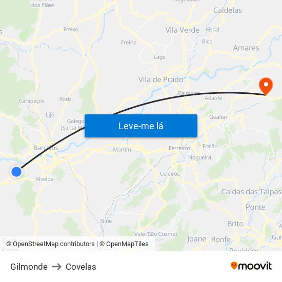 Gilmonde to Covelas map