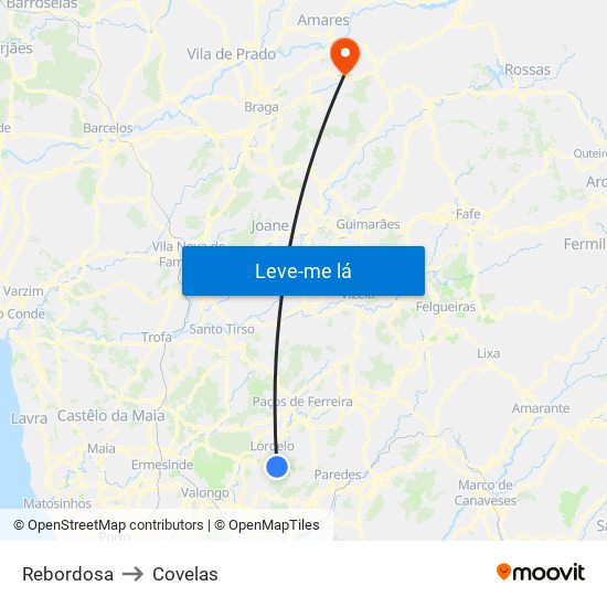 Rebordosa to Covelas map
