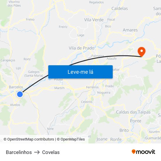Barcelinhos to Covelas map