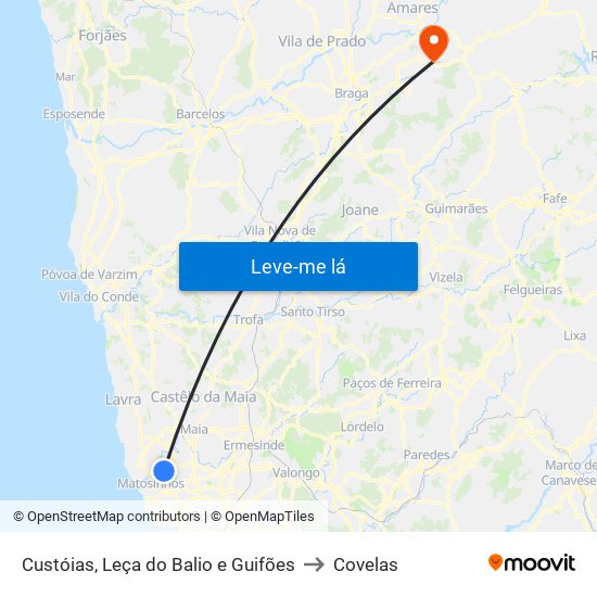 Custóias, Leça do Balio e Guifões to Covelas map