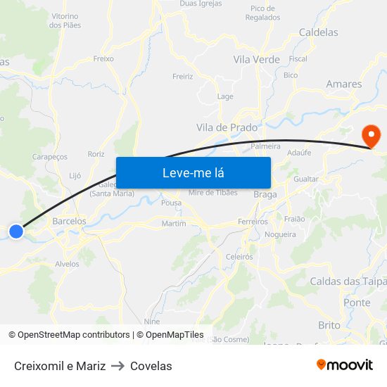 Creixomil e Mariz to Covelas map