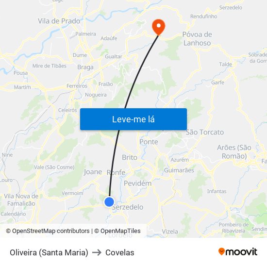 Oliveira (Santa Maria) to Covelas map