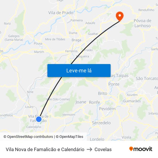 Vila Nova de Famalicão e Calendário to Covelas map